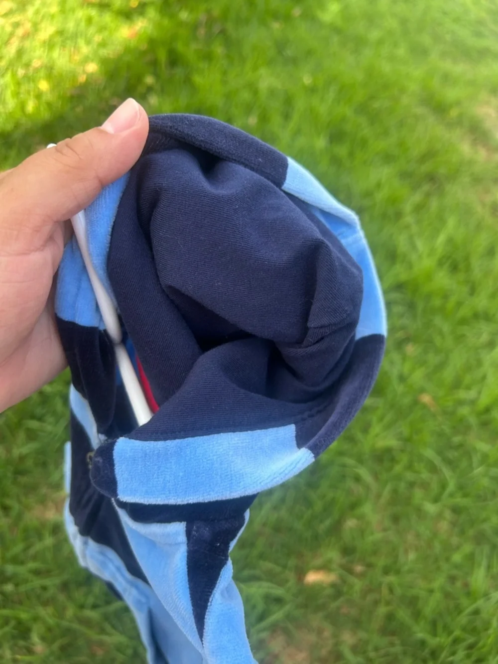 Ralph Lauren Blue & Navy Striped Hooded Zip Sweatshirt